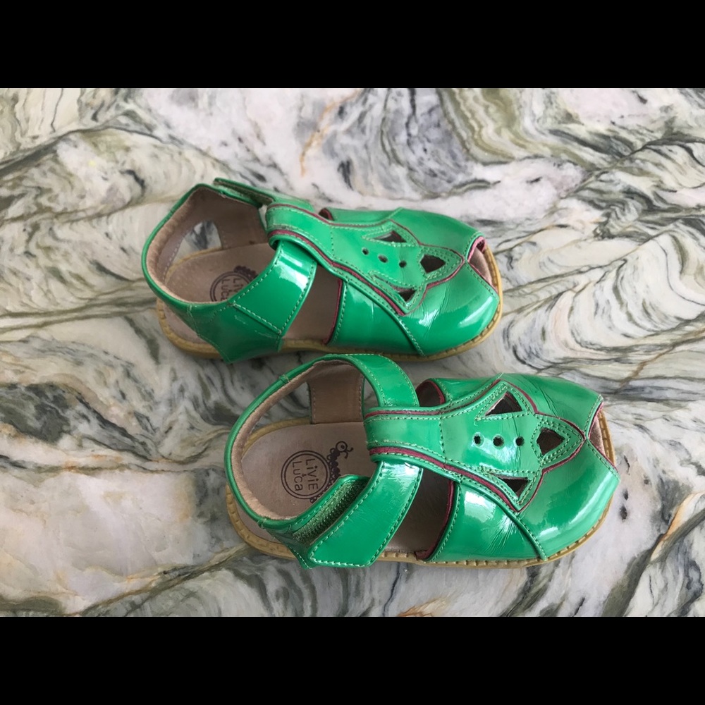 Livie & Luca - Size 9 Sandals Green & Pink Trim